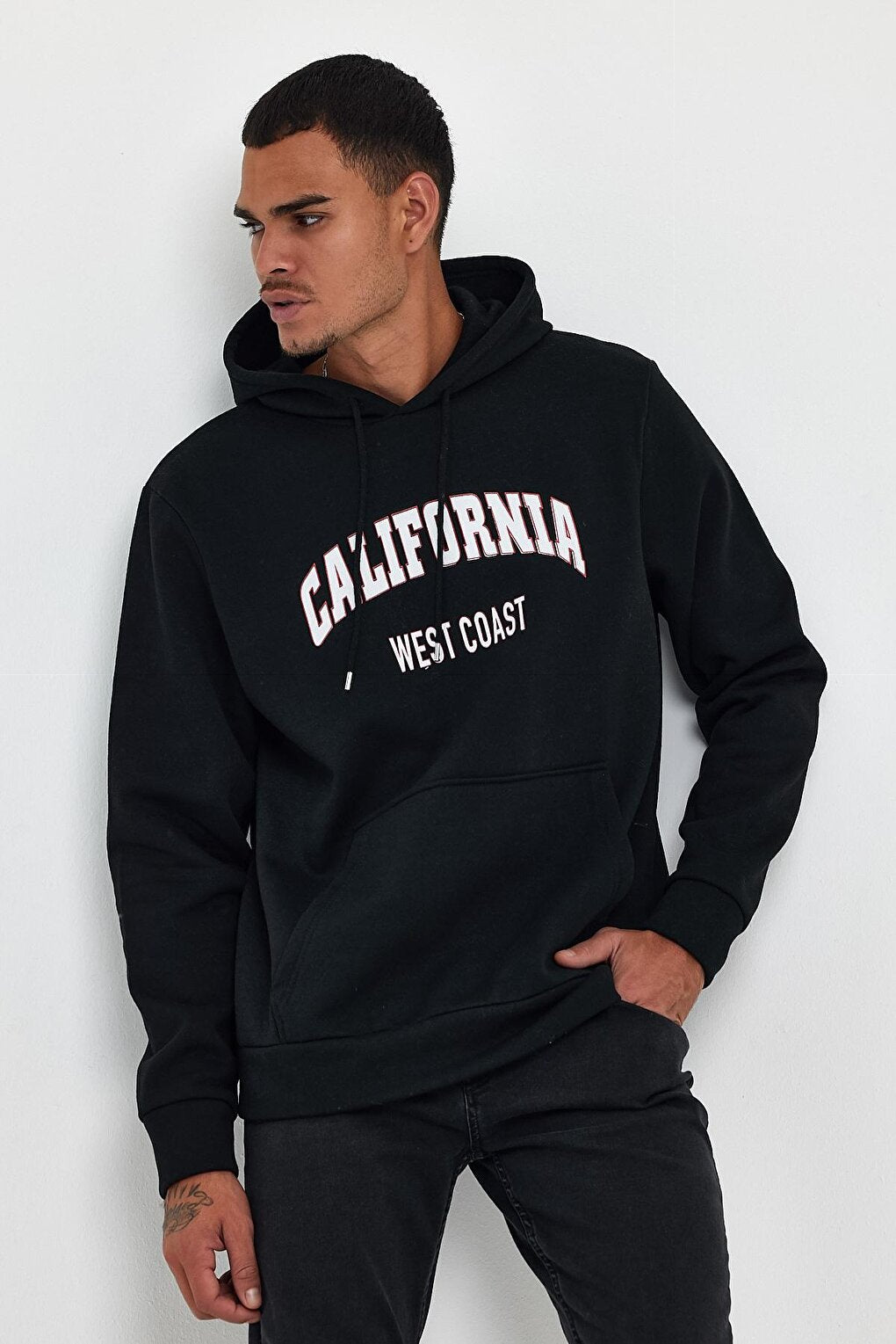 Men's Hooded Comfortable Fitted Fleece 3 thread California West Printed Sweatshirt spr24sw08