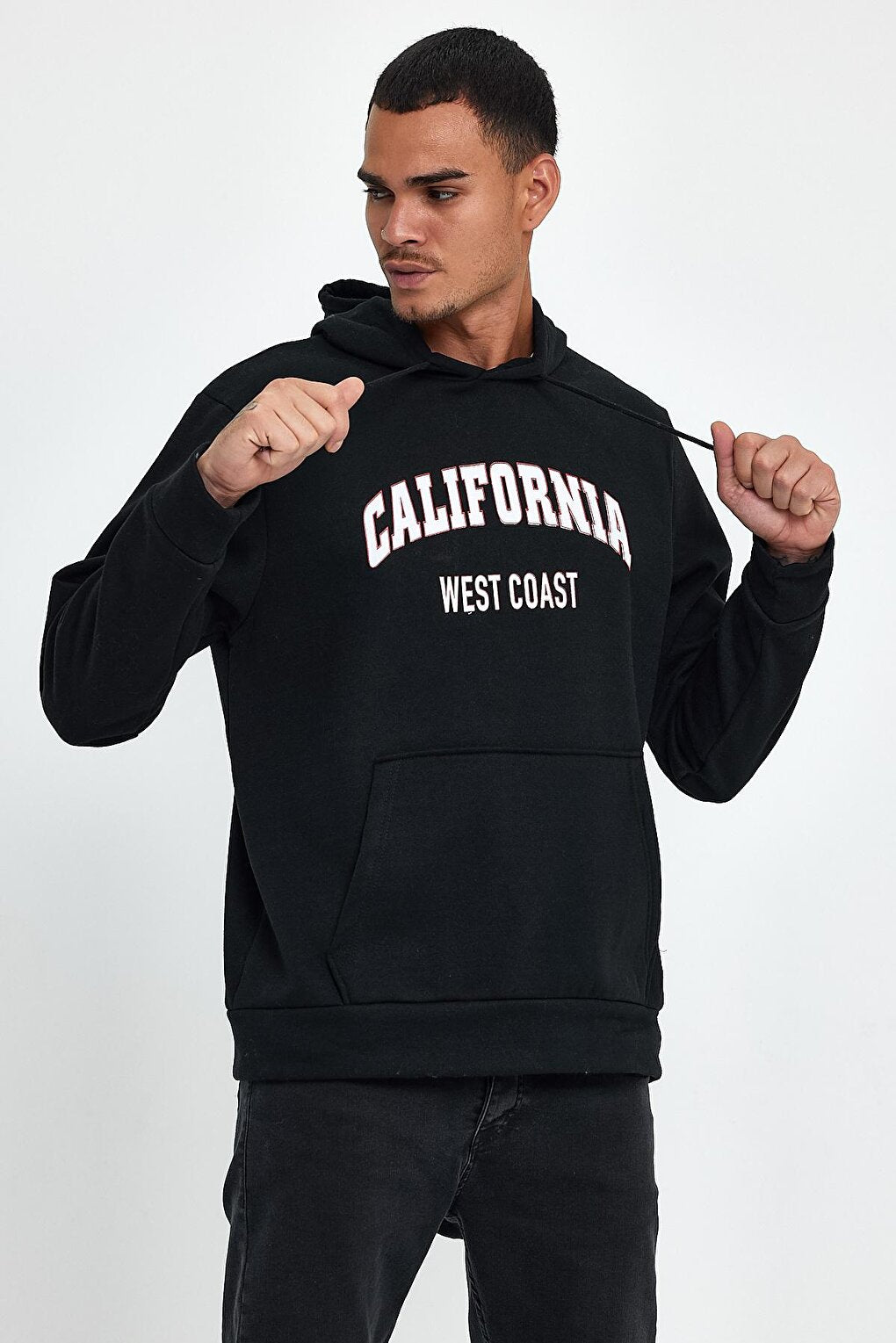 Men's Hooded Comfortable Fitted Fleece 3 thread California West Printed Sweatshirt spr24sw08