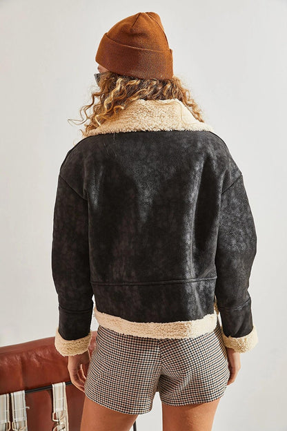 Women's Laminated Shearling Coat