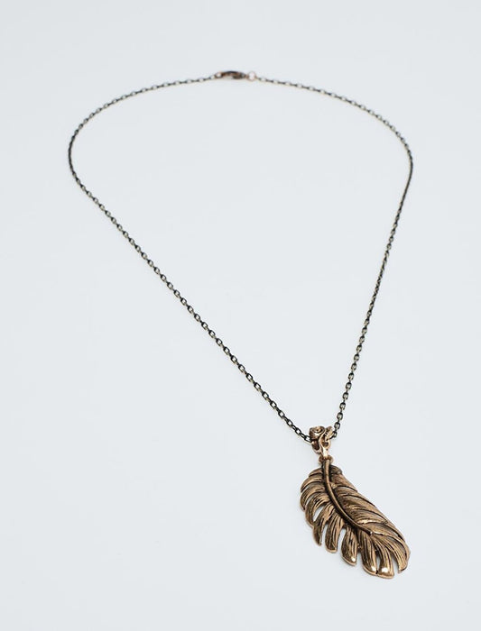 Bronze Feather Figured Chain Necklace