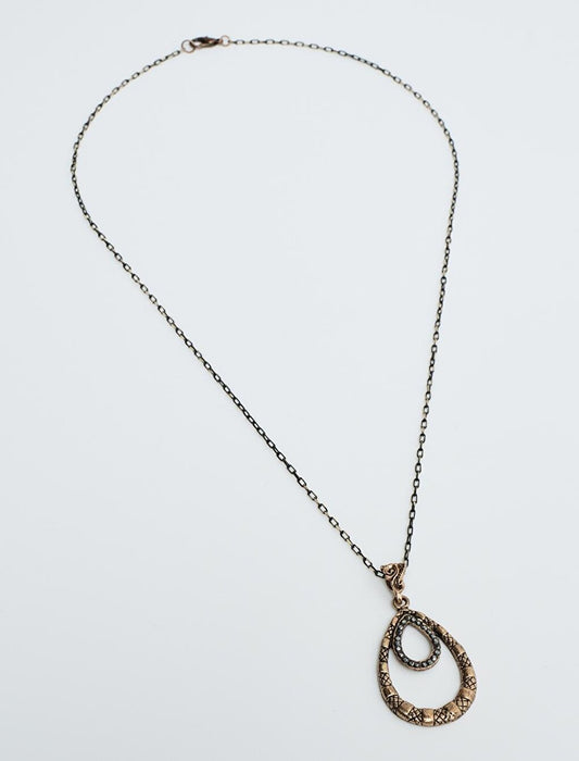 Bronze Stone Figured Chain Necklace