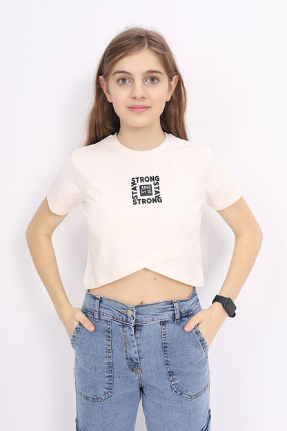 Girl's Cross Model Crop T-Shirt 9-14 Years Lx232