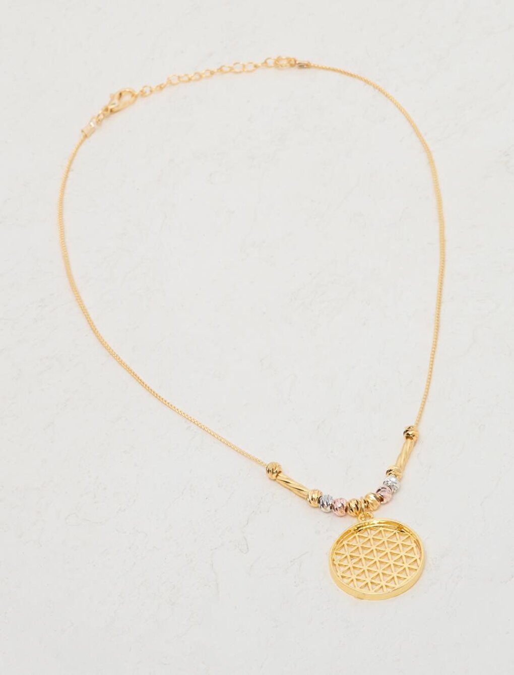 Gold Figured Dorica Stone Necklace