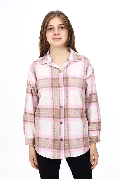 Girl's Plaid Patterned Lumberjack Shirt Lx291