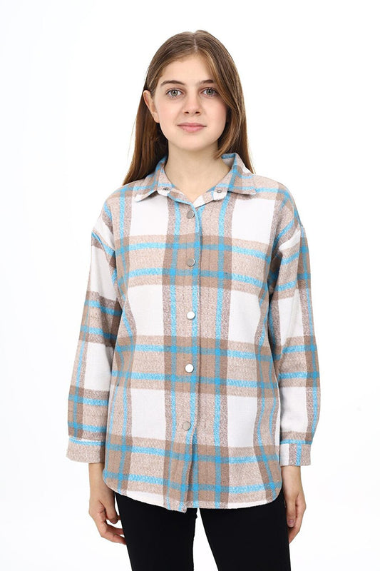 Girl's Plaid Patterned Lumberjack Shirt Lx291