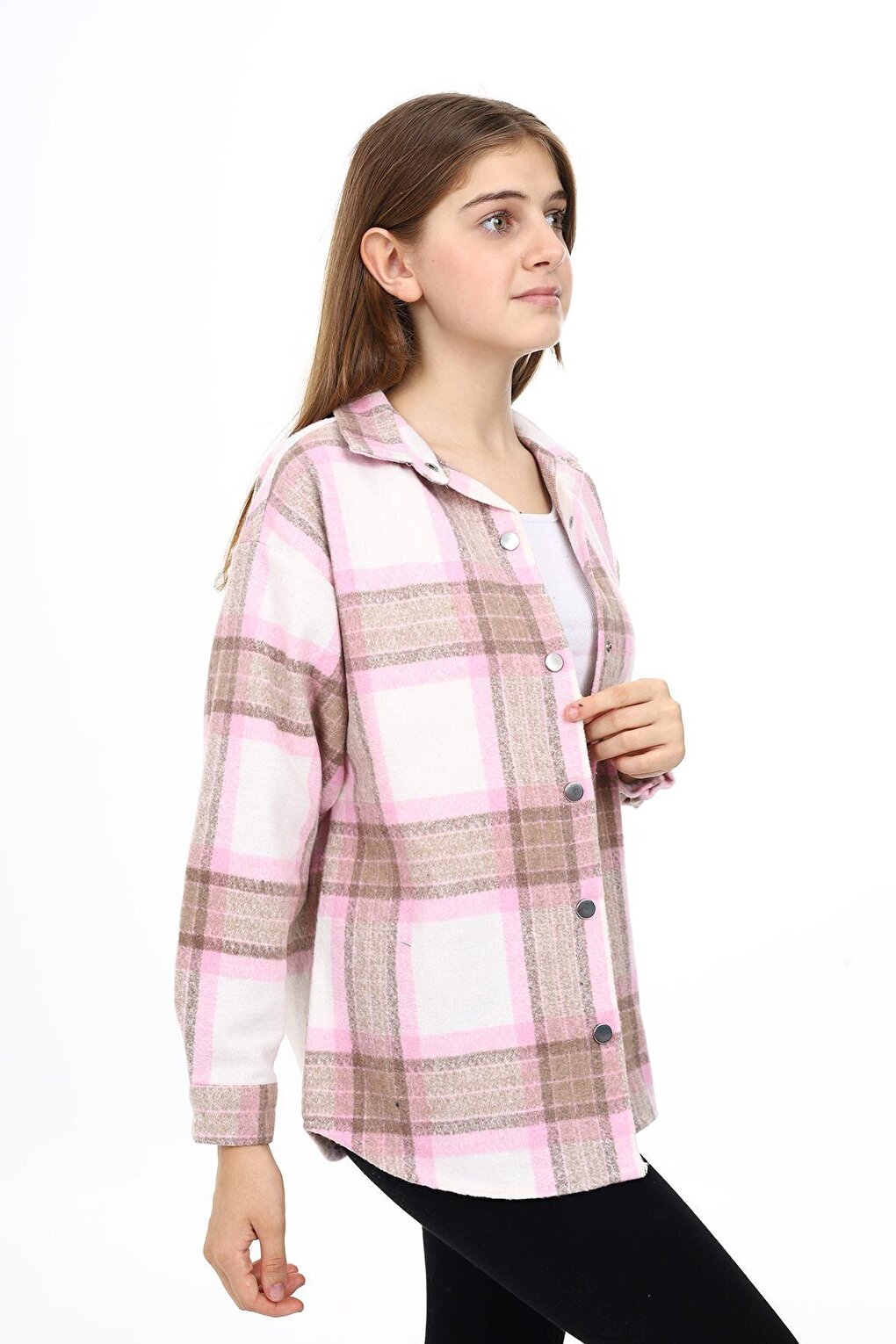 Girl's Plaid Patterned Lumberjack Shirt Lx291