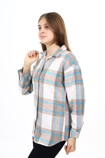 Girl's Plaid Patterned Lumberjack Shirt Lx291