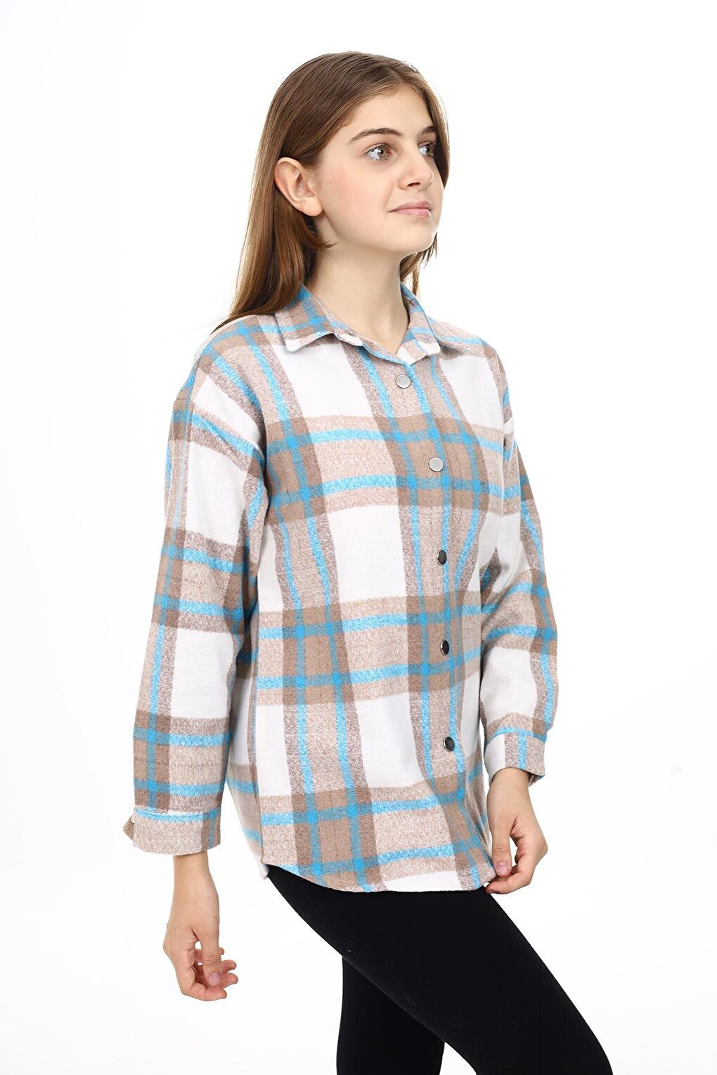 Girl's Plaid Patterned Lumberjack Shirt Lx291