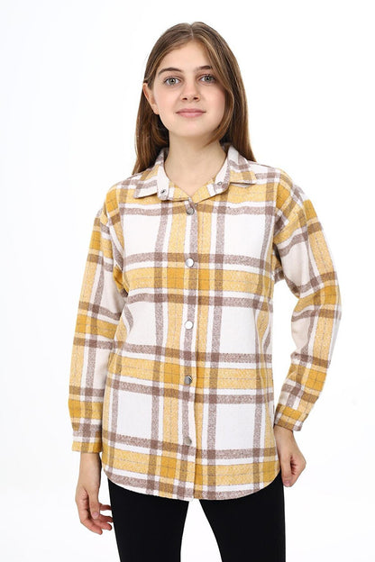 Girl's Plaid Patterned Lumberjack Shirt Lx291