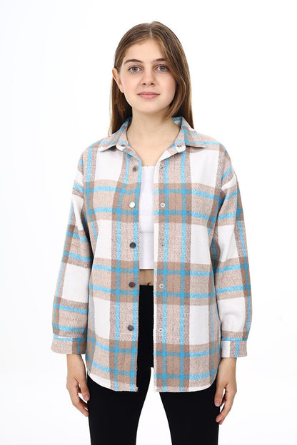 Girl's Plaid Patterned Lumberjack Shirt Lx291