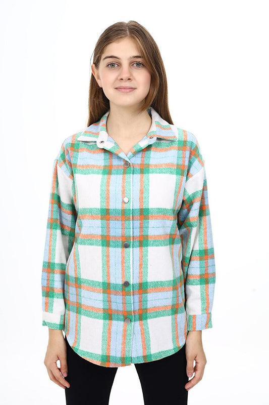 Girl's Plaid Patterned Lumberjack Shirt Lx291