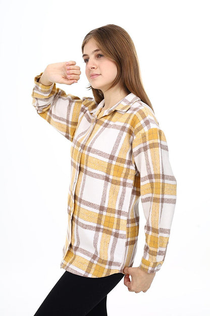 Girl's Plaid Patterned Lumberjack Shirt Lx291