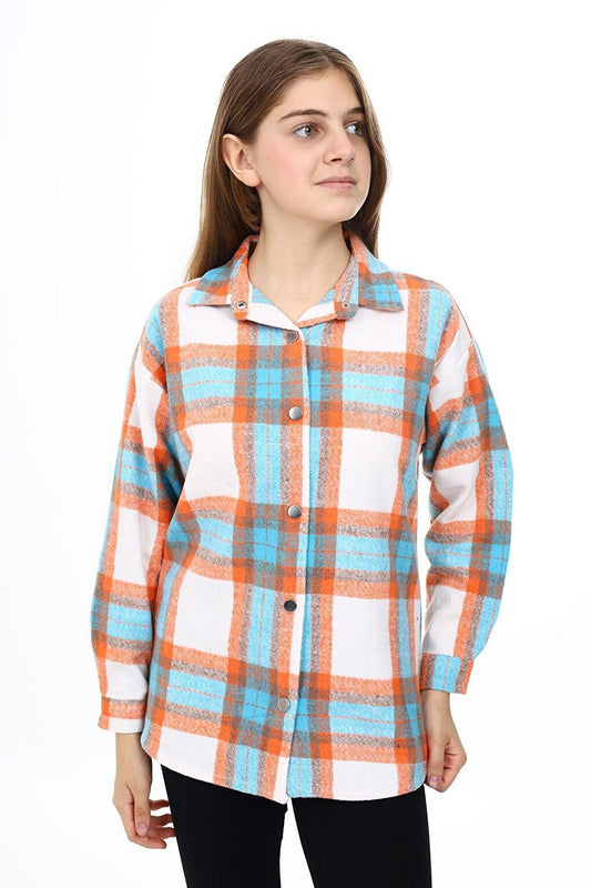 Girl's Plaid Patterned Lumberjack Shirt Lx291