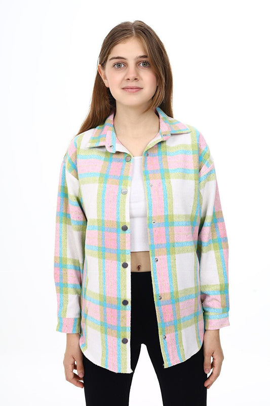 Girl's Plaid Patterned Lumberjack Shirt Lx291