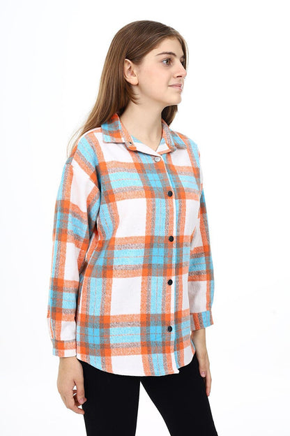 Girl's Plaid Patterned Lumberjack Shirt Lx291