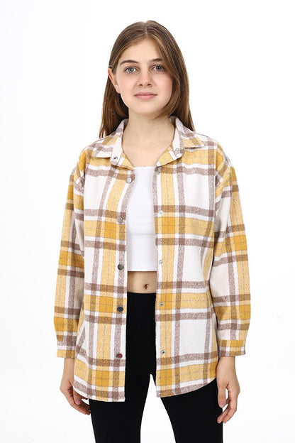 Girl's Plaid Patterned Lumberjack Shirt Lx291