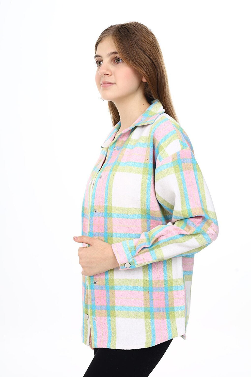 Girl's Plaid Patterned Lumberjack Shirt Lx291