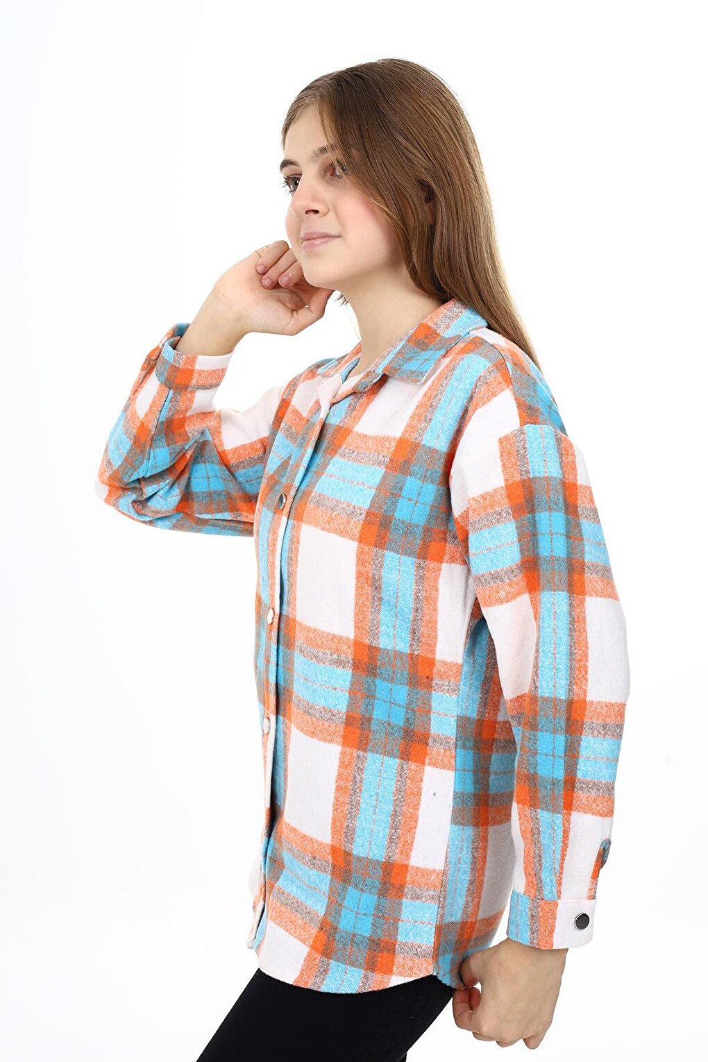 Girl's Plaid Patterned Lumberjack Shirt Lx291