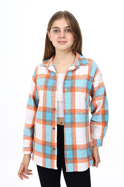 Girl's Plaid Patterned Lumberjack Shirt Lx291