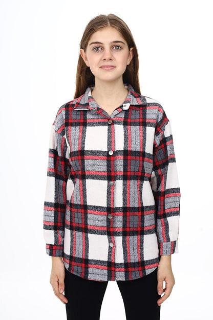 Girl's Plaid Patterned Lumberjack Shirt Lx291