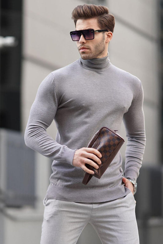 Anthracite Turtleneck Men's Knitwear Sweater 6809