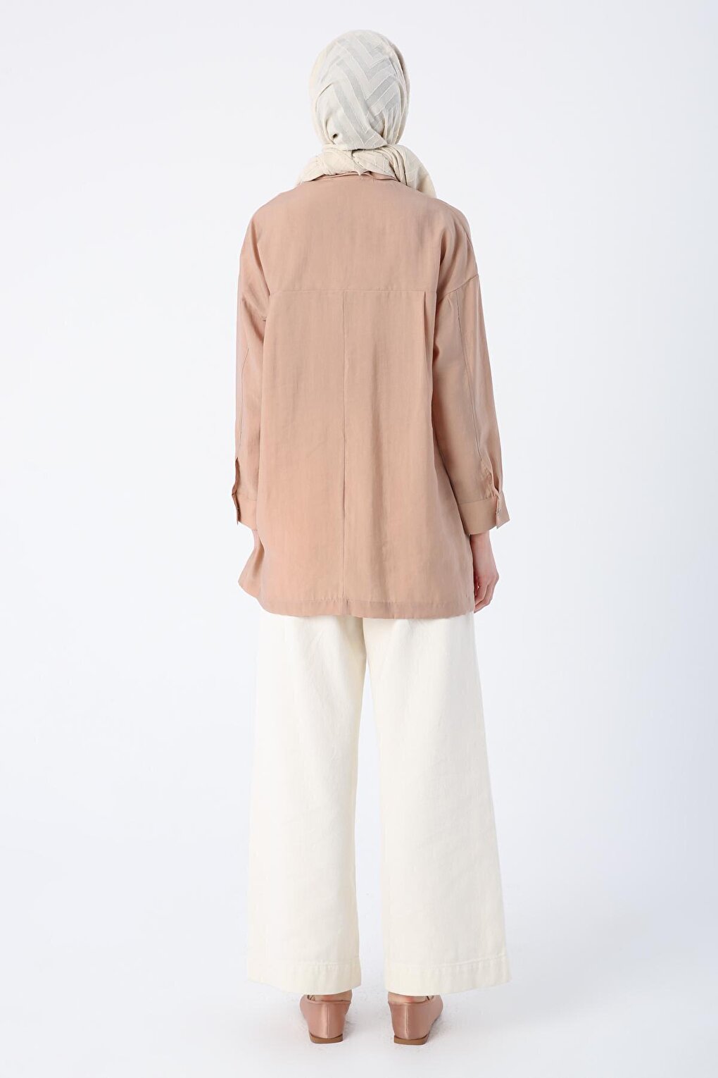 Dark Beige Comfortable Fit Blended Shirt Tunic