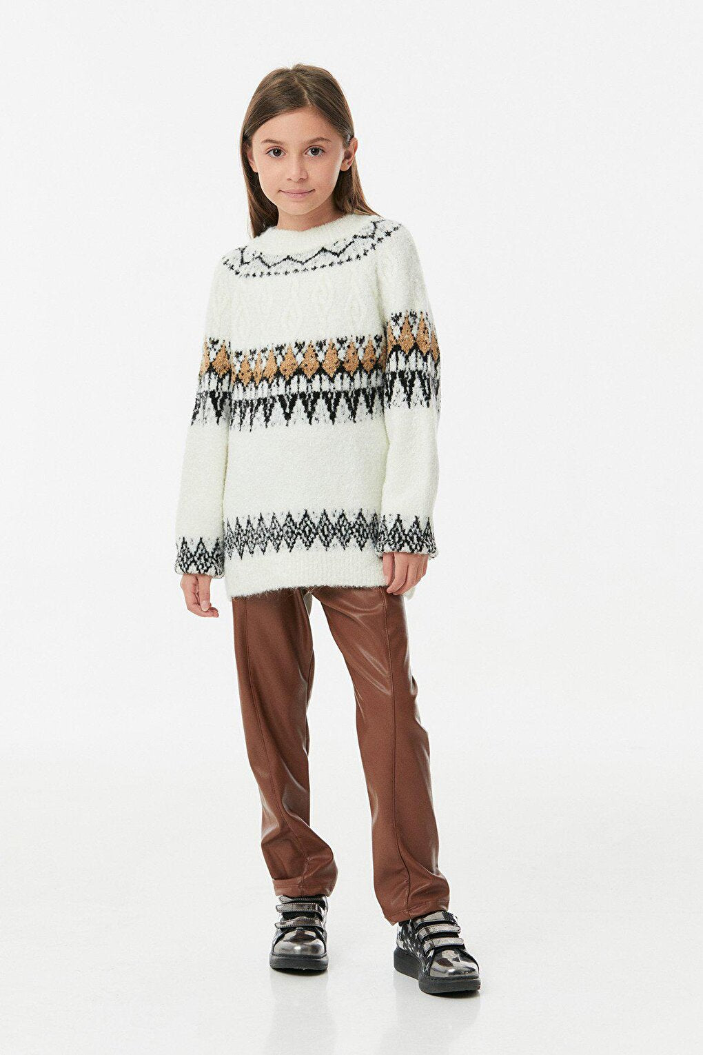 Crew Neck Girl's Knitwear Sweater