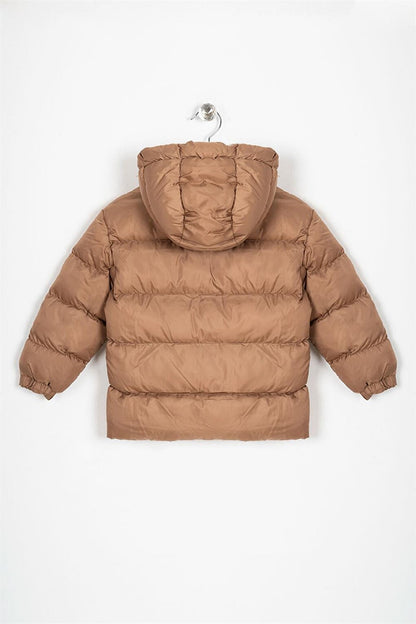 Boy's Brown Hooded Button-Up Coat