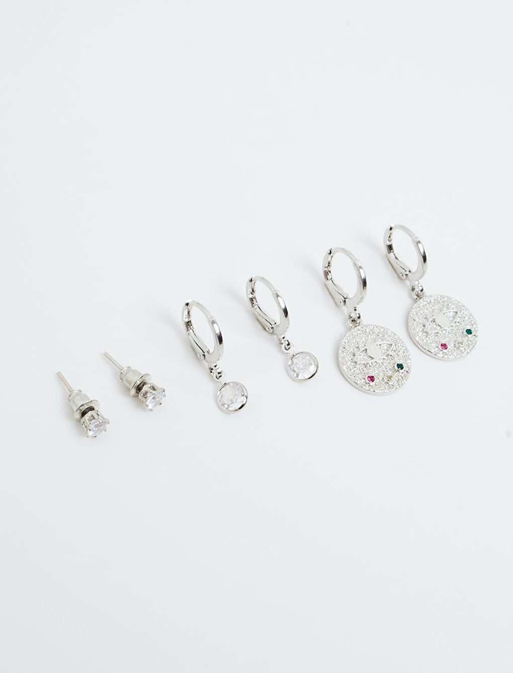 Stylish Earring Set with Silver Eye Figured Stone