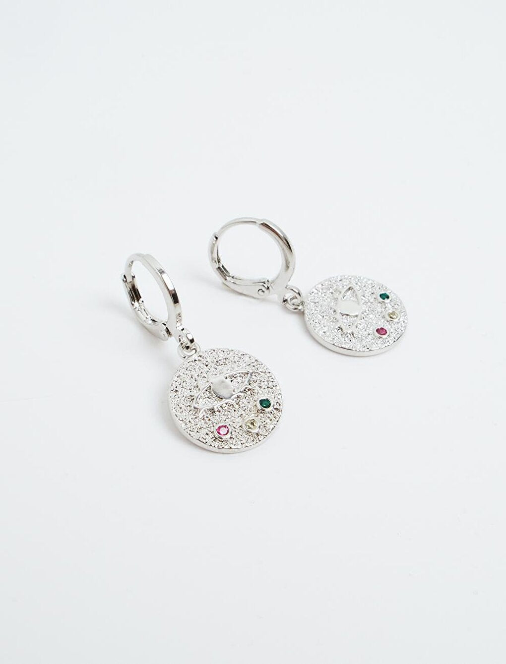 Stylish Earring Set with Silver Eye Figured Stone