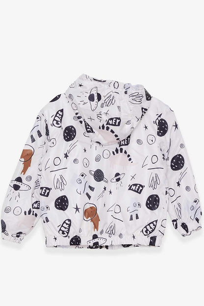 Girl's Raincoat Space Themed White (Age 1-6)