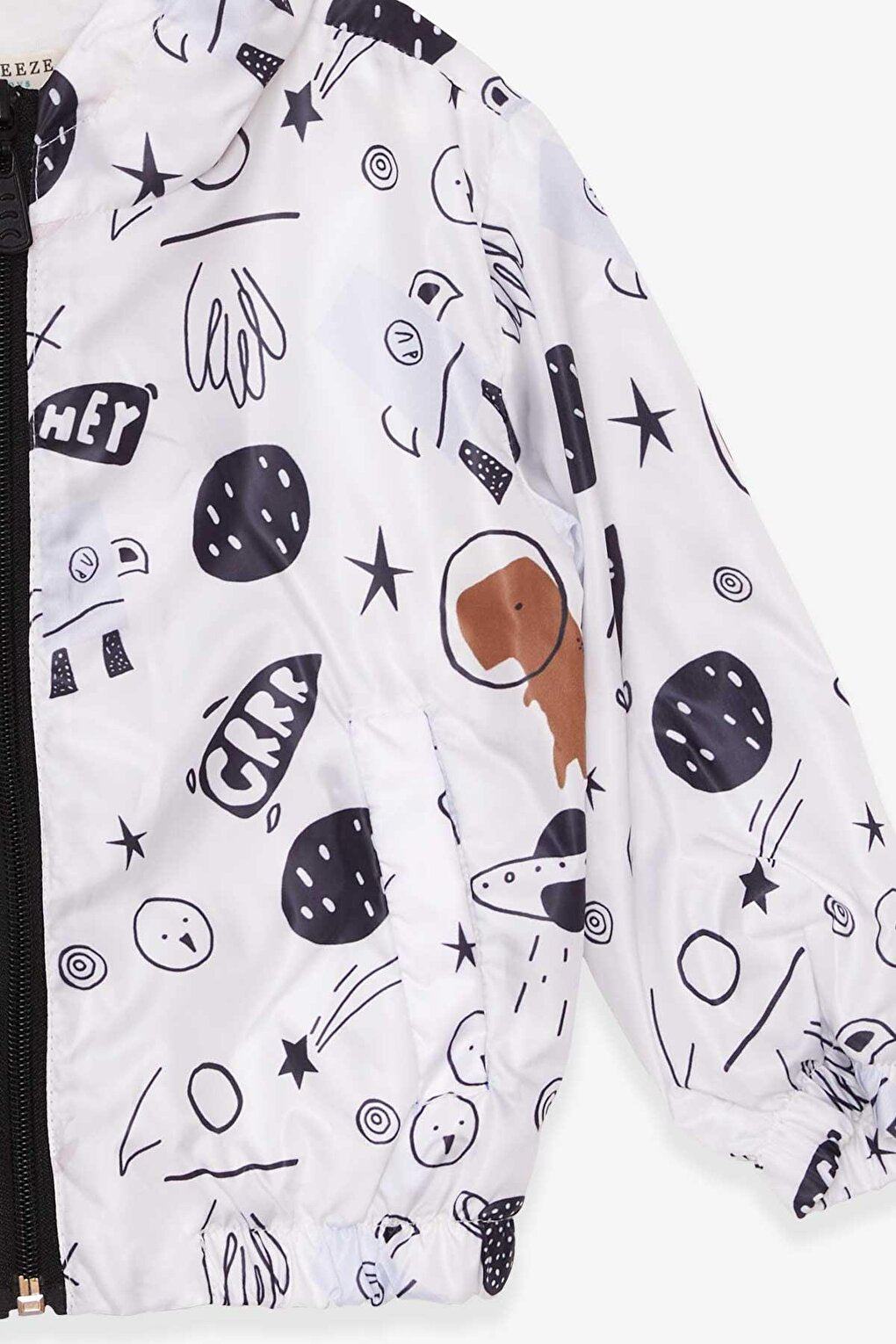 Girl's Raincoat Space Themed White (Age 1-6)