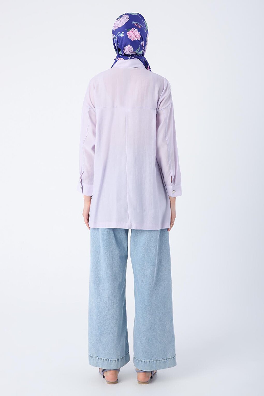 Light Lilac Comfortable Fit Blended Shirt Tunic