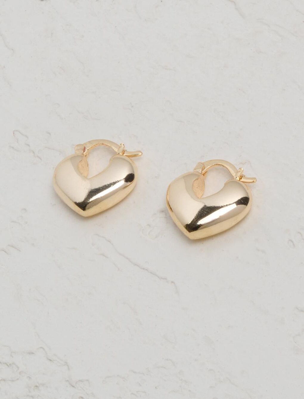 Gold Domed Heart Figured Earrings