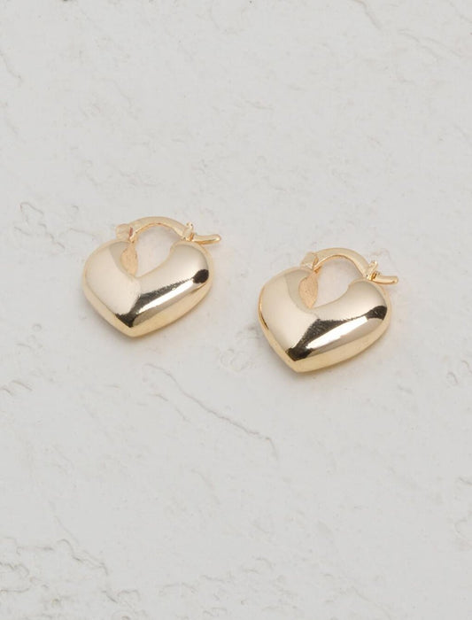 Gold Domed Heart Figured Earrings