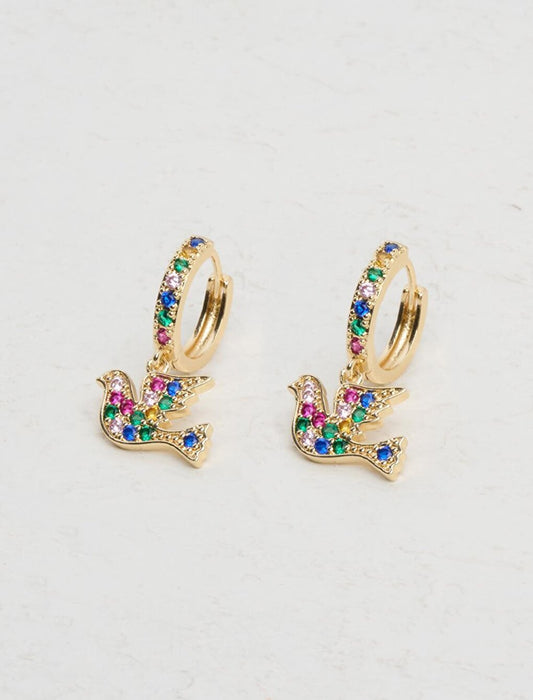 Stylish Earrings with Mixed Bird Figures and Stones