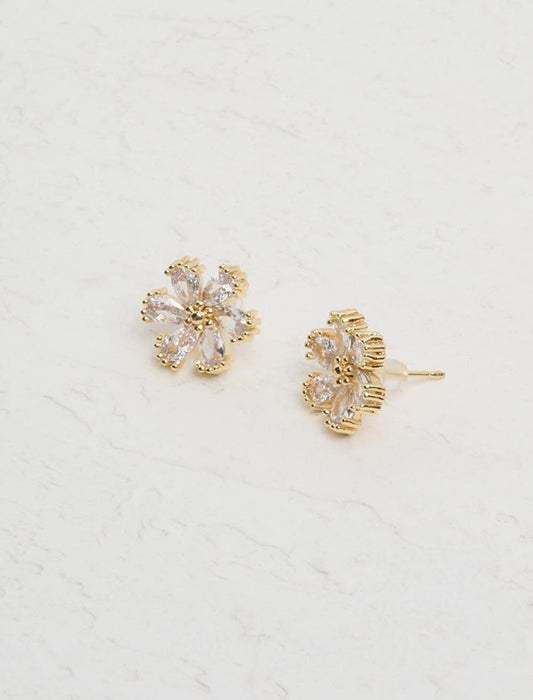 Stylish Earrings with Stones and White Flowers