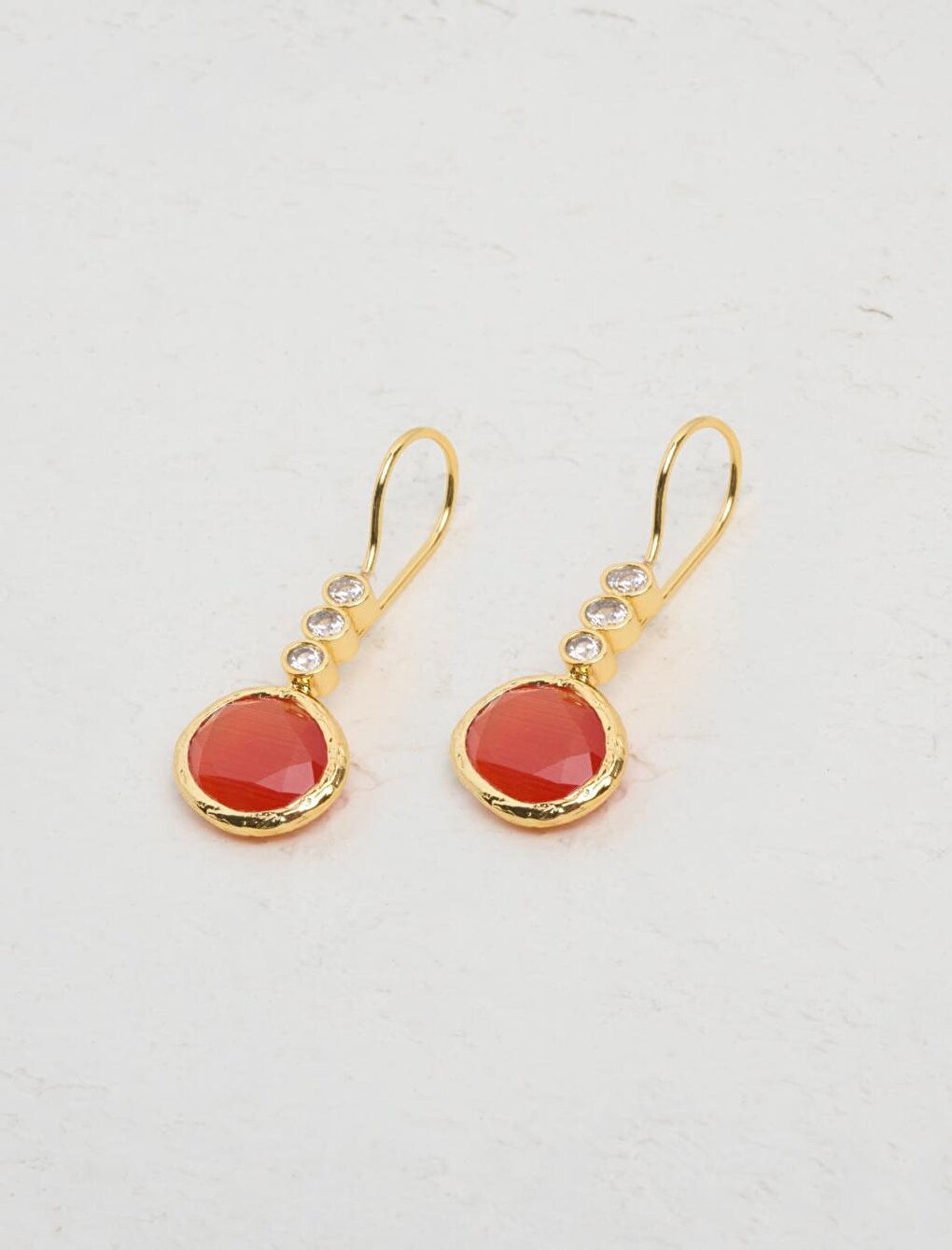 Orange Stylish Natural Stone Dangle Earrings