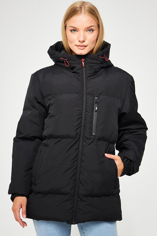 Woman?? Lined Hooded Water and Wind Resistant Inflatable Winter Coat BDM-40