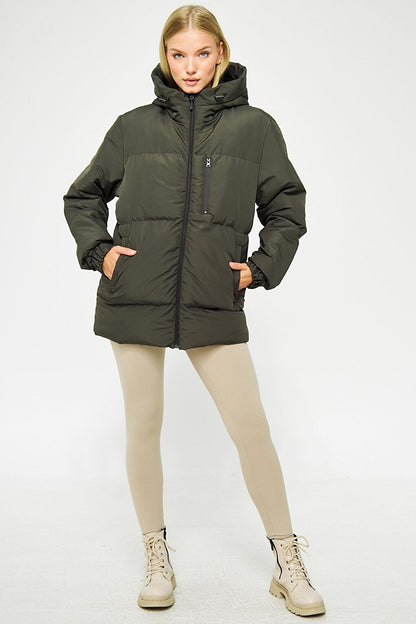 Women's Lined Hooded Water and Wind Resistant Inflatable Winter Coat BDM-400