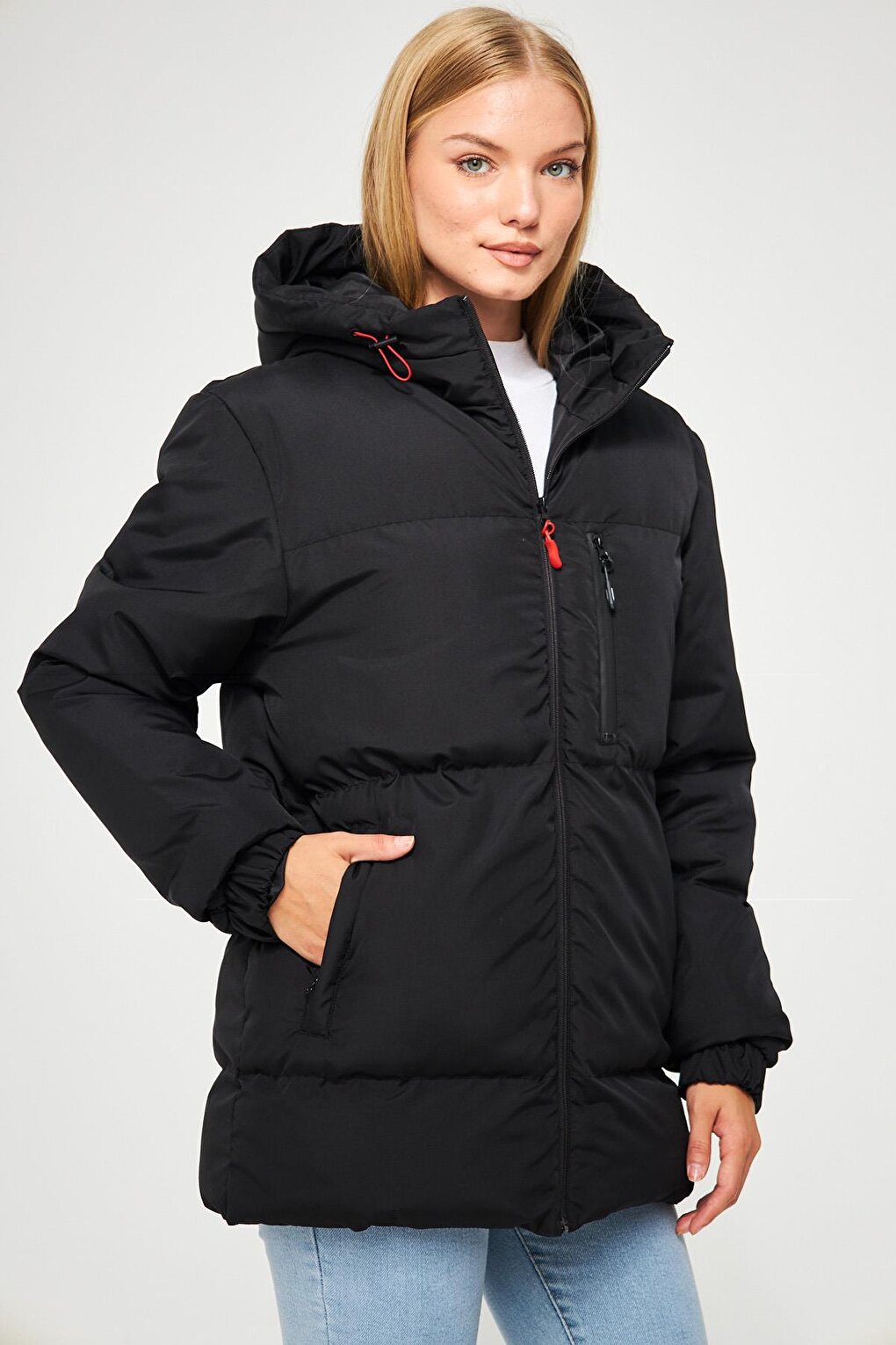 Woman?? Lined Hooded Water and Wind Resistant Inflatable Winter Coat BDM-40