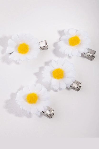 White Daisy Clamp Buckle Set 4-pack