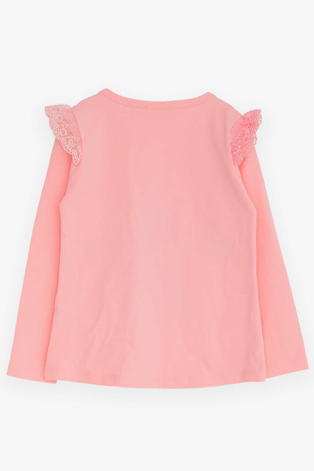 Girl's Long Sleeve T-Shirt Pink with Laced Shoulders (4-9 Years)