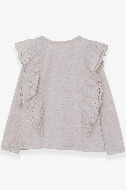 Girl's Blouse Laced Beige Melange (Age 5-10)