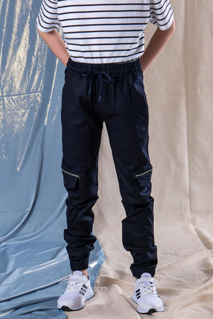 Boy's Elastic Waisted Cargo Pocket Jogger Pants