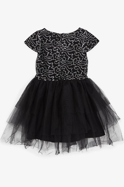 Girl's Dress, Bow Sequined Tulle Black (Age 5-10)