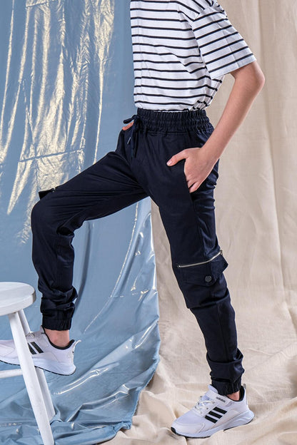 Boy's Elastic Waisted Cargo Pocket Jogger Pants