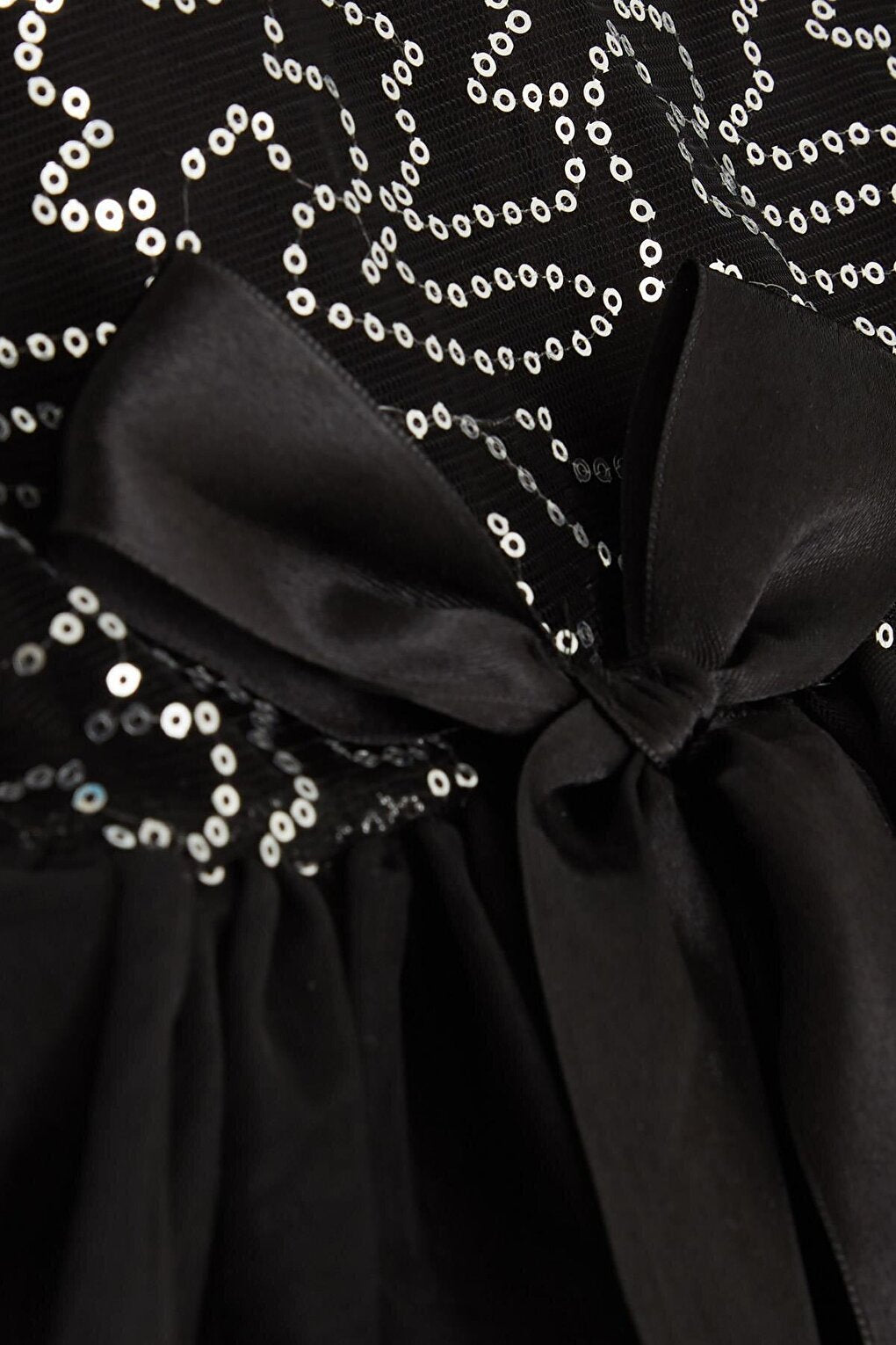 Girl's Dress, Bow Sequined Tulle Black (Age 5-10)