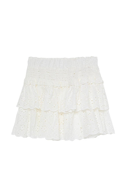 Scallop Flounce Mini Skirt White