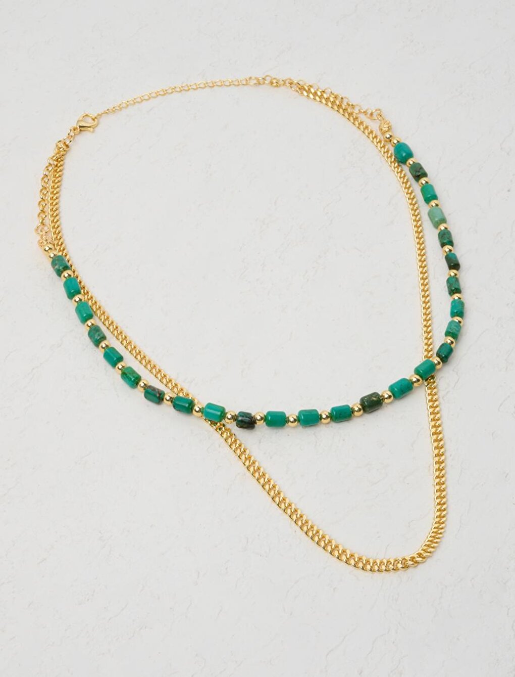 Green Beaded Chain Necklace Set